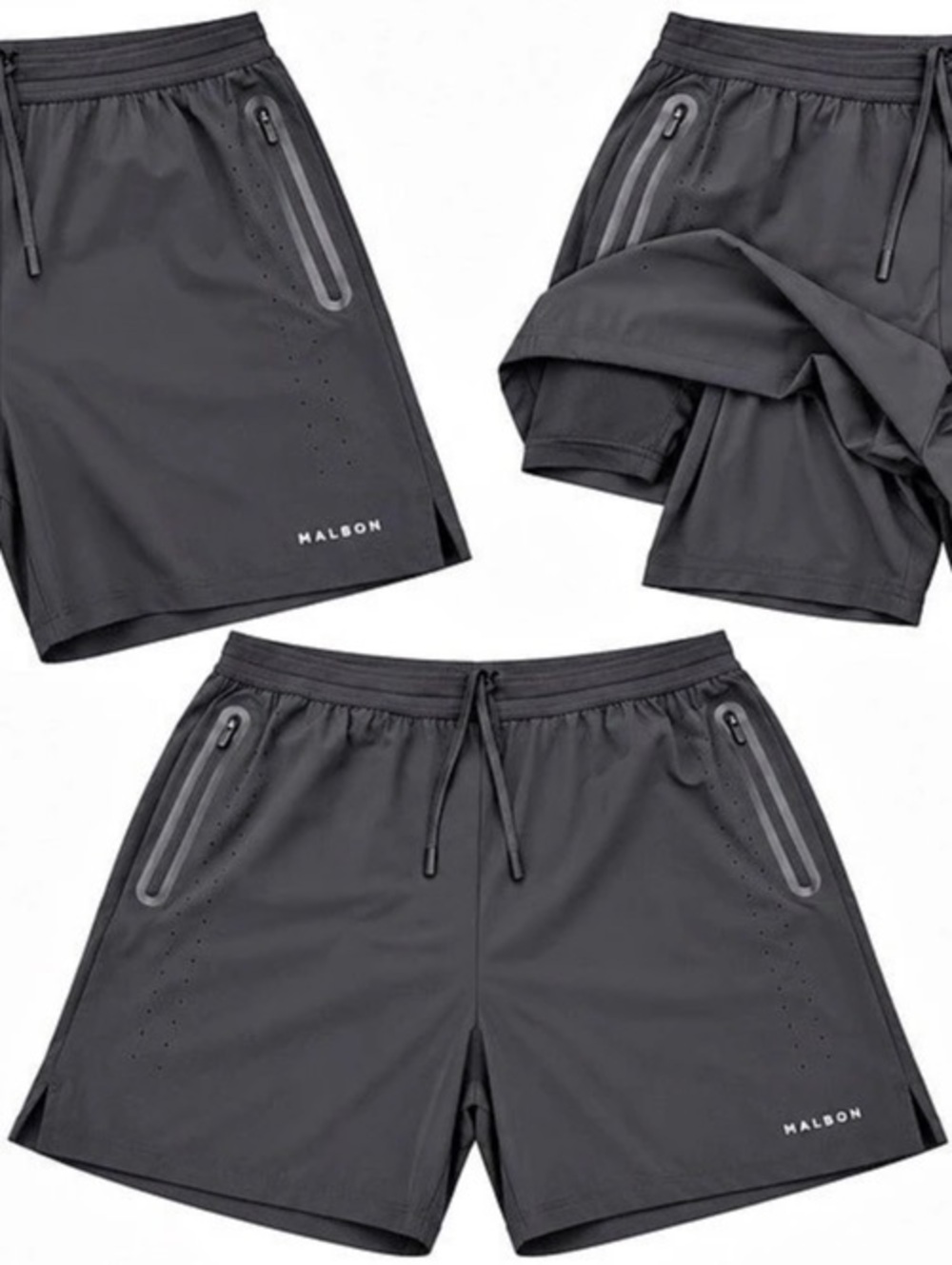 MALBON Performance 2-1 Short Men's Black Athletic Shorts